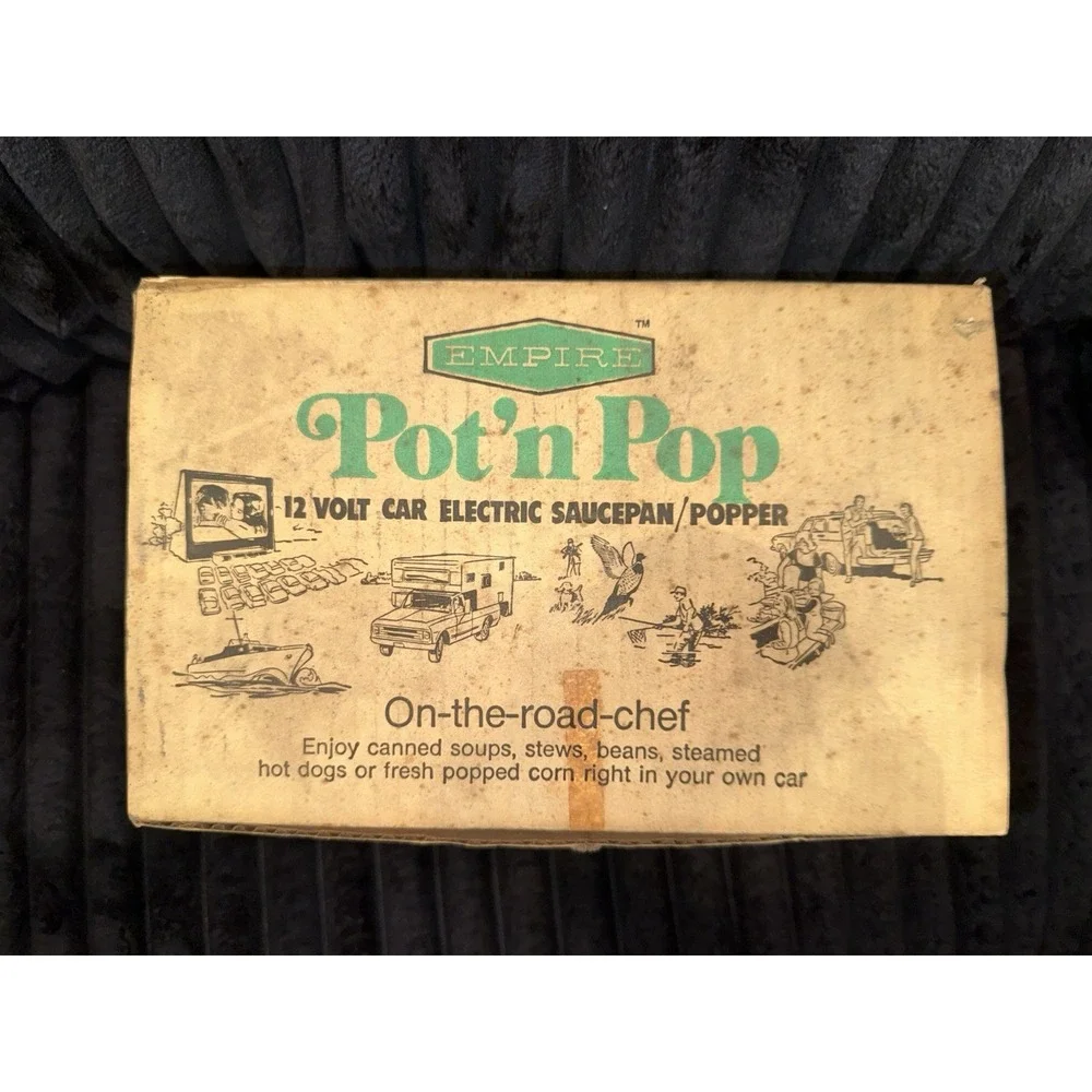 Vintage Travel-Mates Pot 'n Pop 12V Electric Saucepan‎ Popcorn Maker Empire 70s